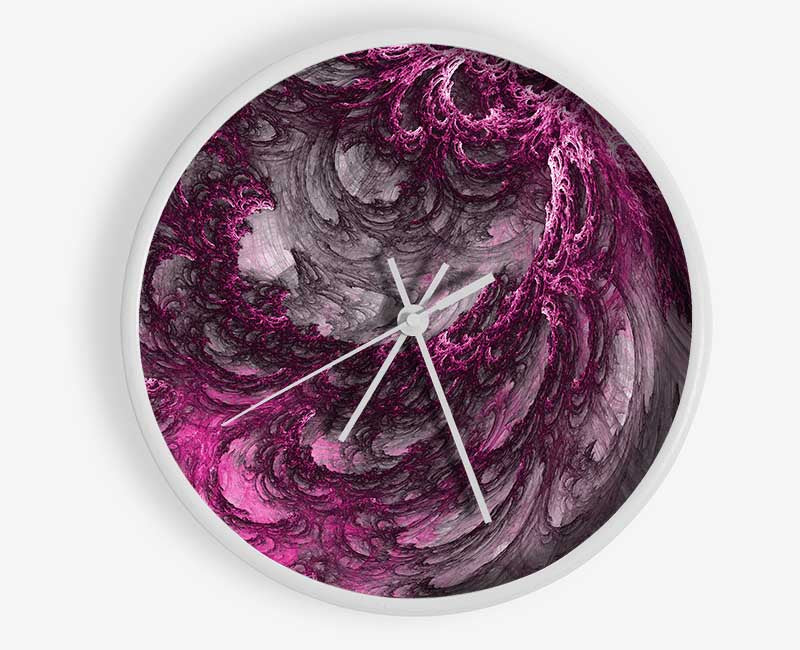 Pink distortion waves Clock - Wallart-Direct UK