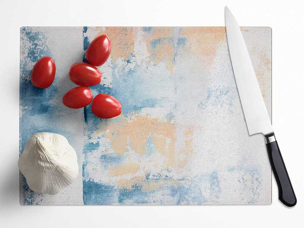 Textured blue and cream Glass Chopping Board