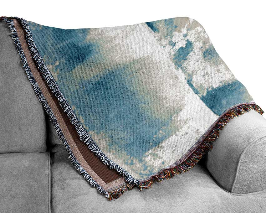 Textured blue and cream Woven Blanket