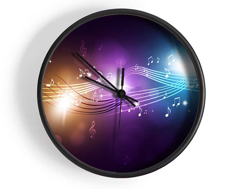 Musical notes on coloured spectrum Clock - Wallart-Direct UK