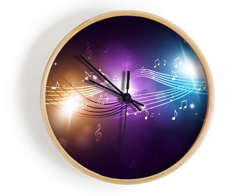 Musical notes on coloured spectrum Clock - Wallart-Direct UK