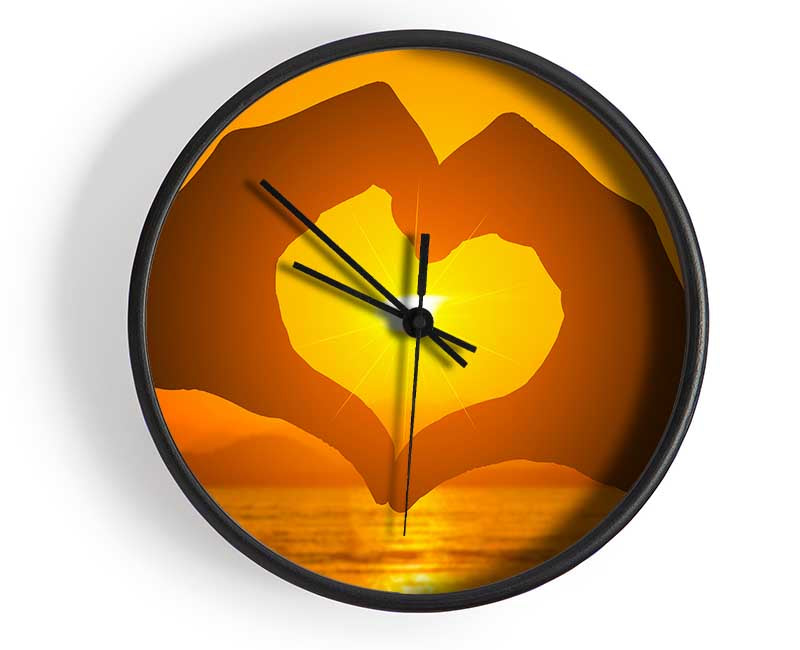 love heart hands sunset Clock - Wallart-Direct UK