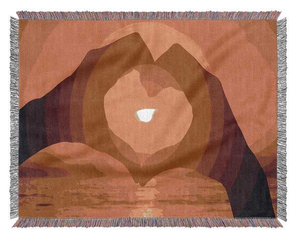 love heart hands sunset Woven Blanket