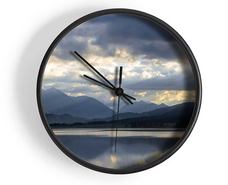 Grey tones of mountain view Clock - Wallart-Direct UK