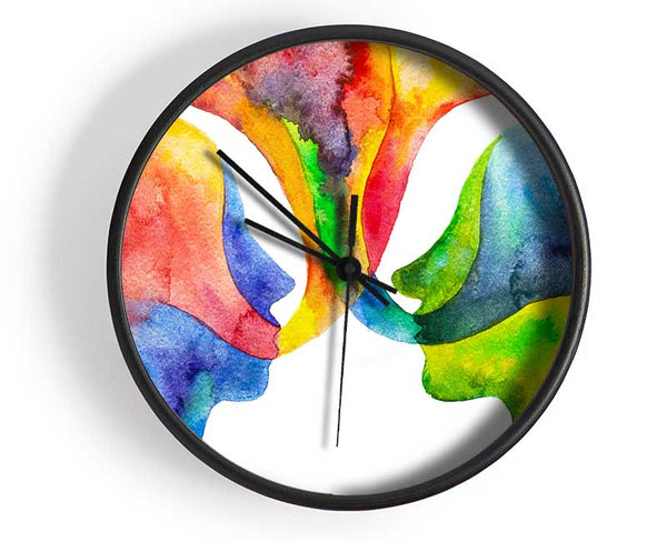 Soul connection in watercolour Clock - Wallart-Direct UK