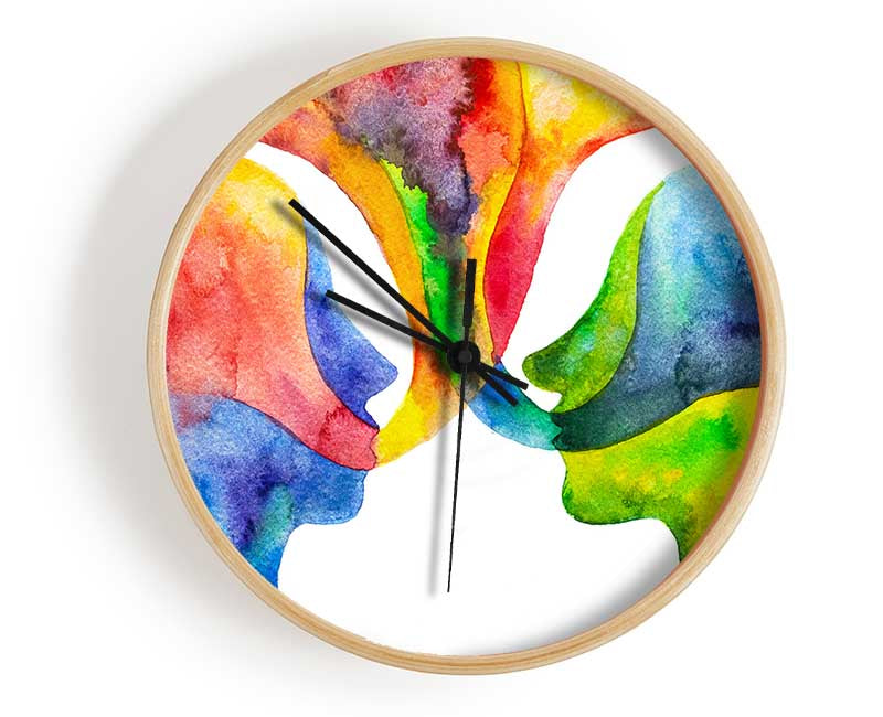 Soul connection in watercolour Clock - Wallart-Direct UK