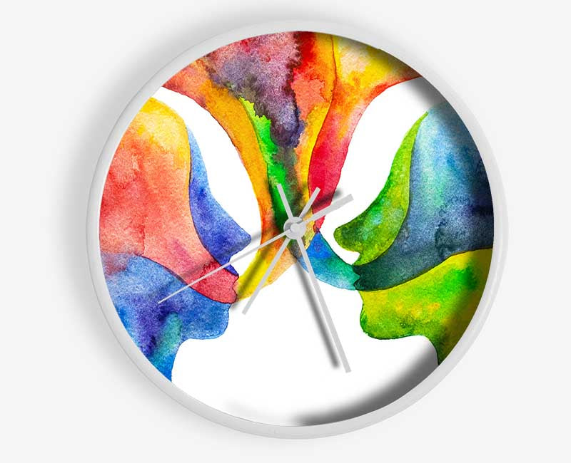 Soul connection in watercolour Clock - Wallart-Direct UK