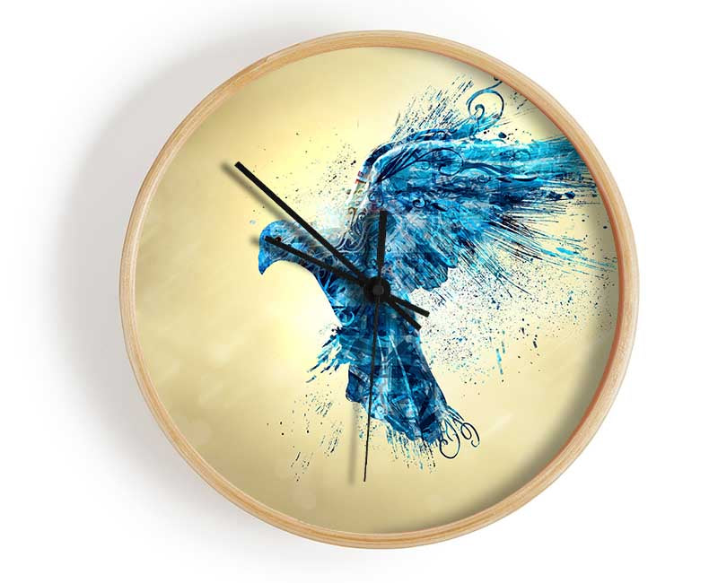 Blue bird illustrations flight Clock - Wallart-Direct UK