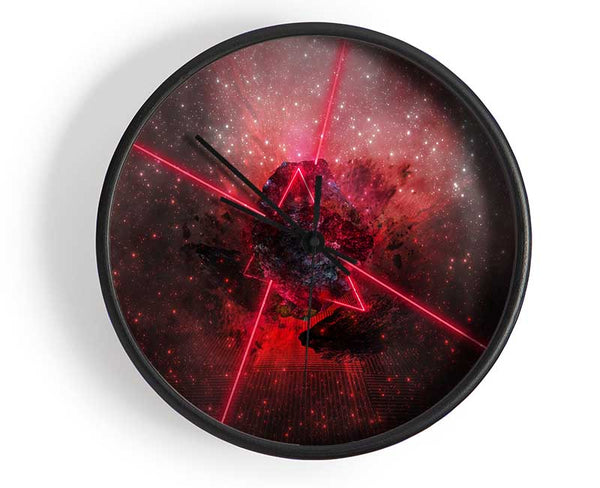 Red lazer triangle Clock - Wallart-Direct UK