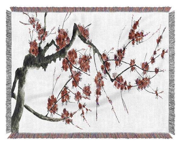 Cherry blossom illustration Woven Blanket