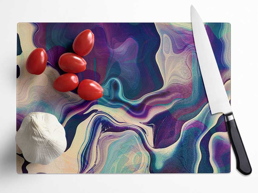 Swirly colours and motions Glass Chopping Board