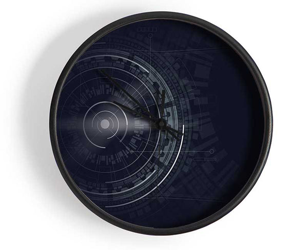 digital circles and lines Clock - Wallart-Direct UK