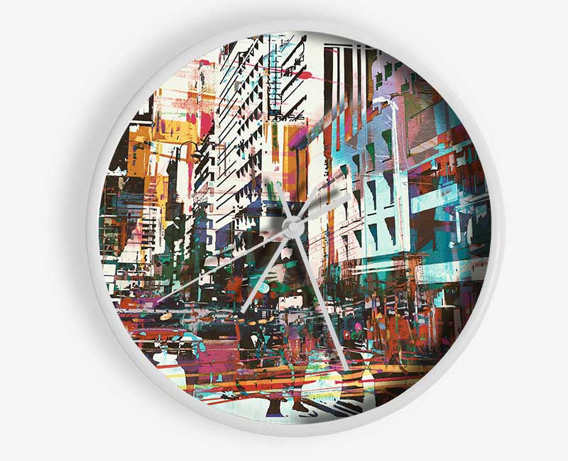 Abstract city art Clock - Wallart-Direct UK