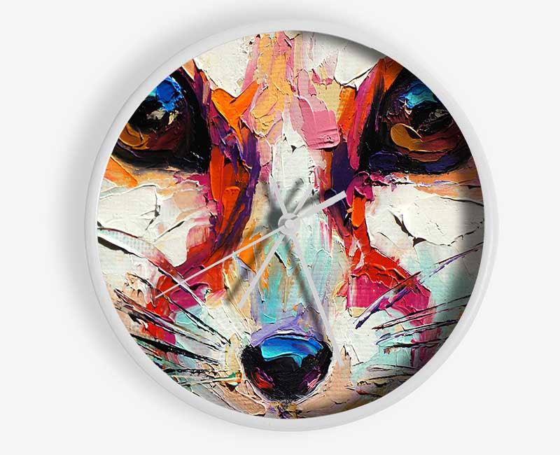 Close Up Fox Painting Clock - Wallart-Direct UK