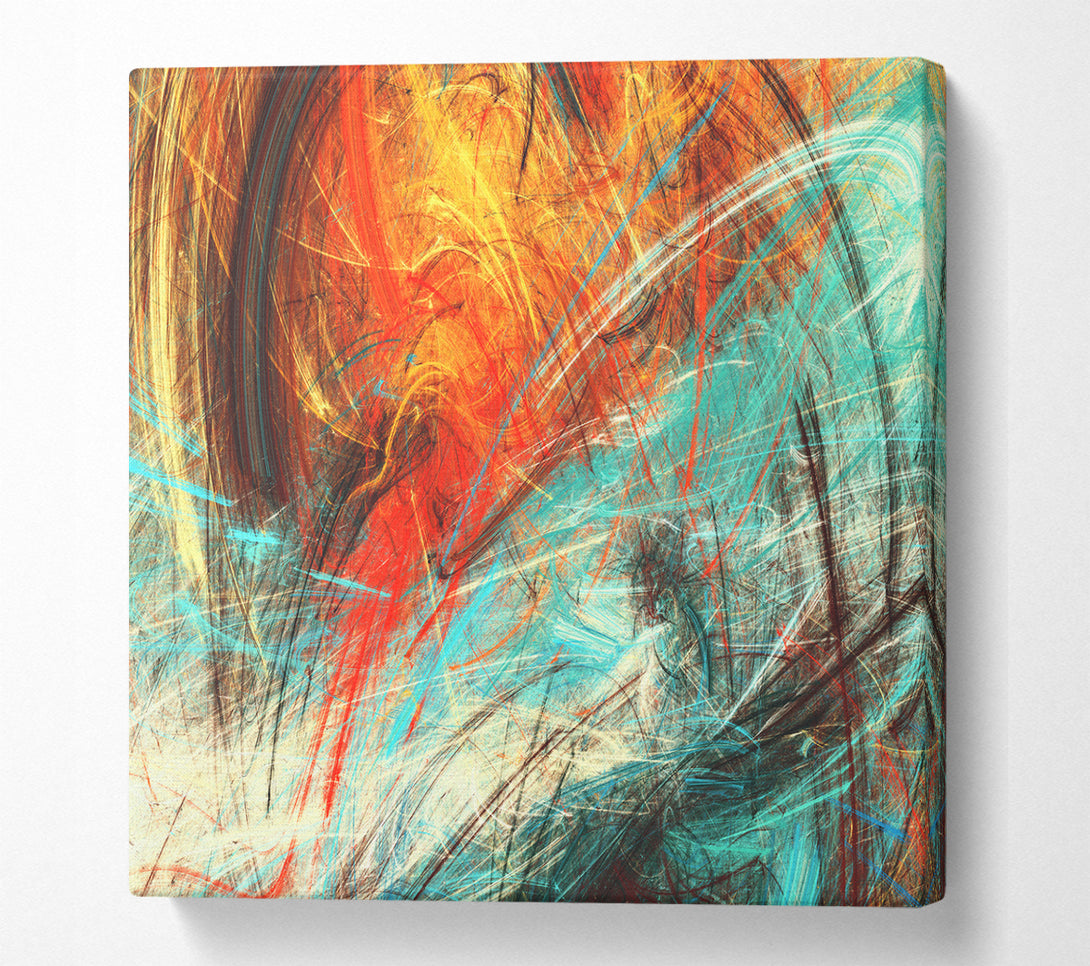 A Square Canvas Print Showing Fire and Ice explosion Square Wall Art