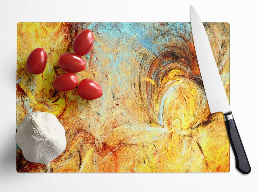 Firey swirls and ice Glass Chopping Board