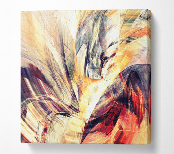 A Square Canvas Print Showing Fractures of lines and shapes Square Wall Art