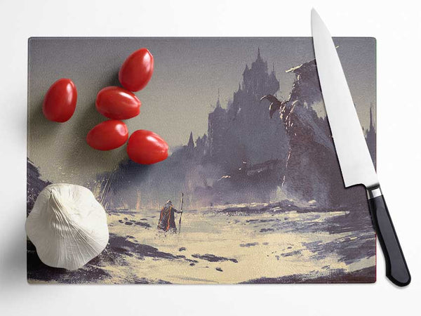 Mage fighting the beast Glass Chopping Board