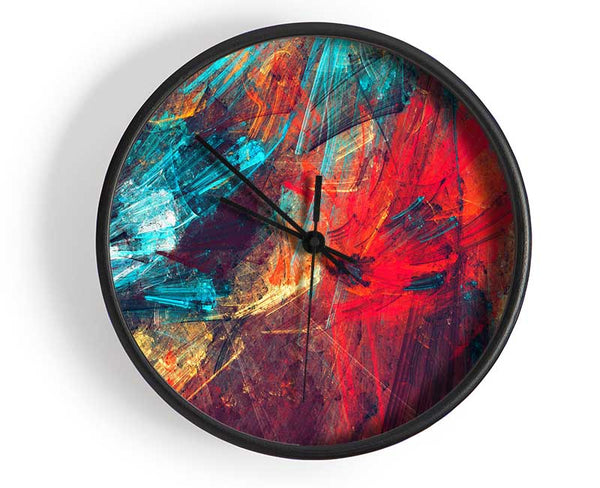 Coloured lines of distortion Clock - Wallart-Direct UK