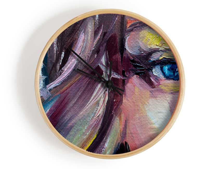 Clsoe up face textured paints Clock - Wallart-Direct UK