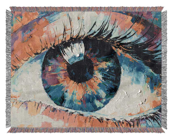 Detailed eye up close acrylic paints Woven Blanket