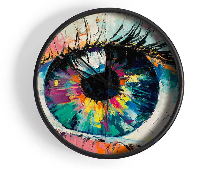 Detailed eye up close acrylic paints Clock - Wallart-Direct UK