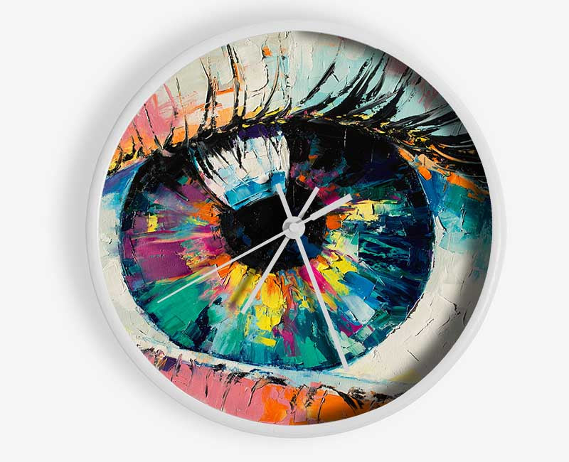 Detailed eye up close acrylic paints Clock - Wallart-Direct UK