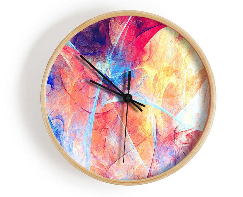 Swirls of blue and peach Clock - Wallart-Direct UK