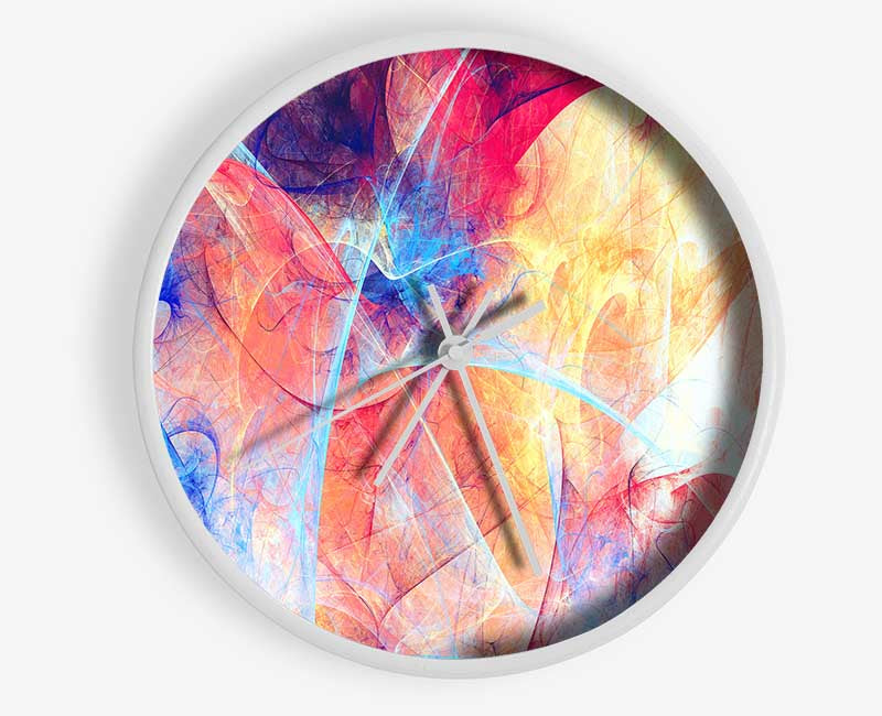 Swirls of blue and peach Clock - Wallart-Direct UK