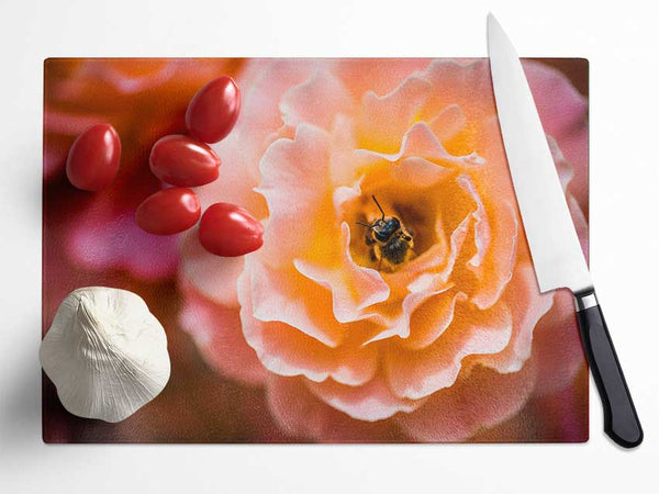 Bee chilling in a flower Glass Chopping Board