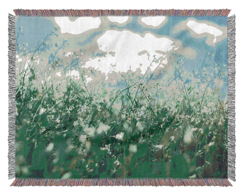 Wild flowers in the spring meadow Woven Blanket