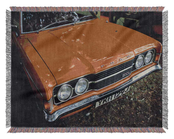 Mean yellow classic car Woven Blanket