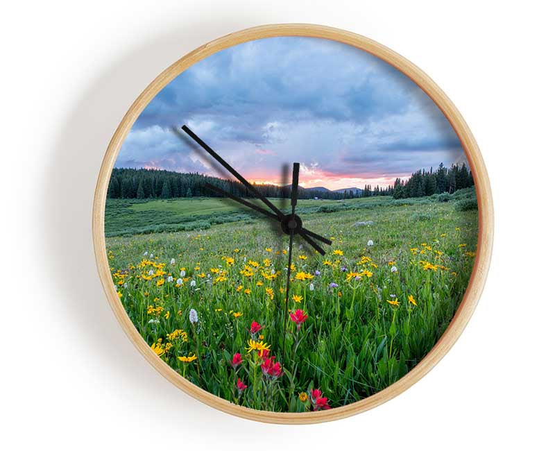 Spring meadow between the trees Clock - Wallart-Direct UK