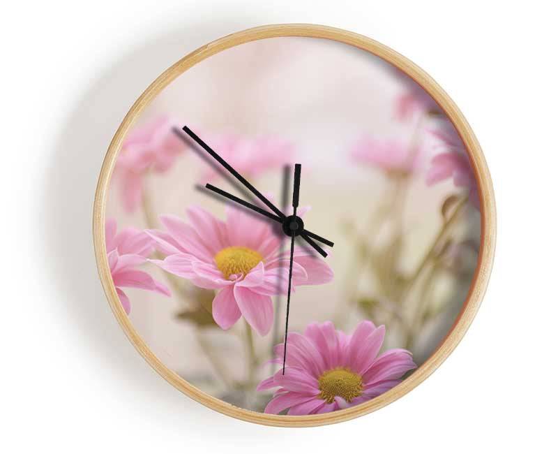 Pink flowers in soft light Clock - Wallart-Direct UK