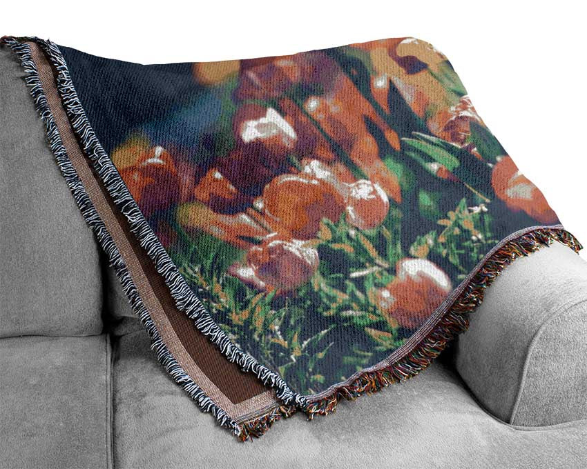 Low contrast tulips Woven Blanket