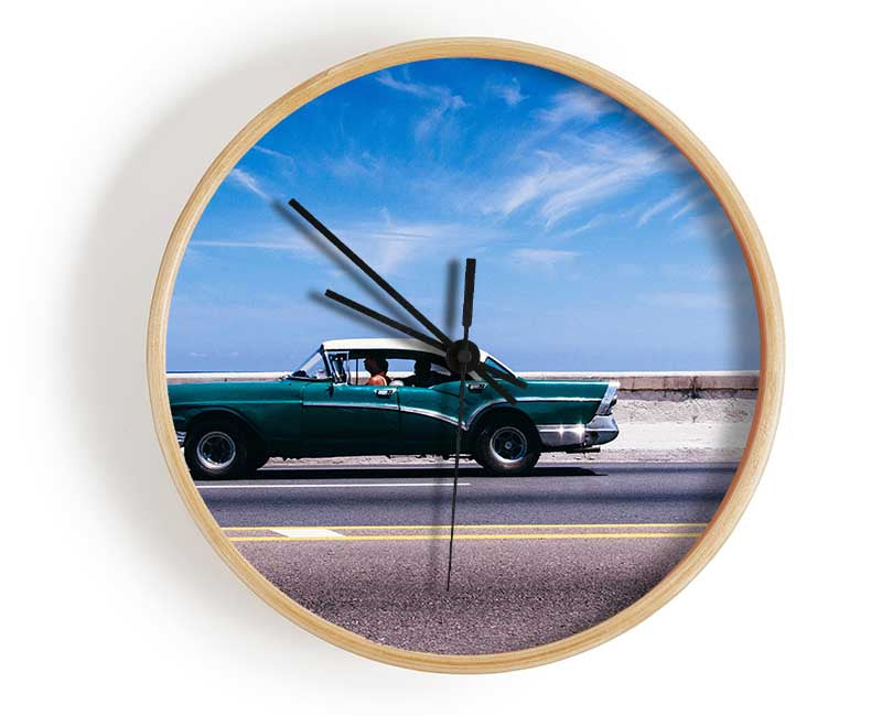 Classic car down the highway Clock - Wallart-Direct UK