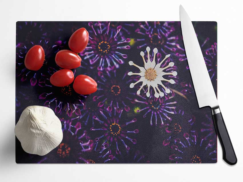 Star shaped flowers in a group Glass Chopping Board