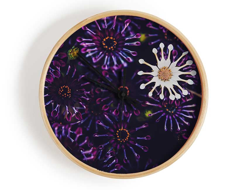 Star shaped flowers in a group Clock - Wallart-Direct UK