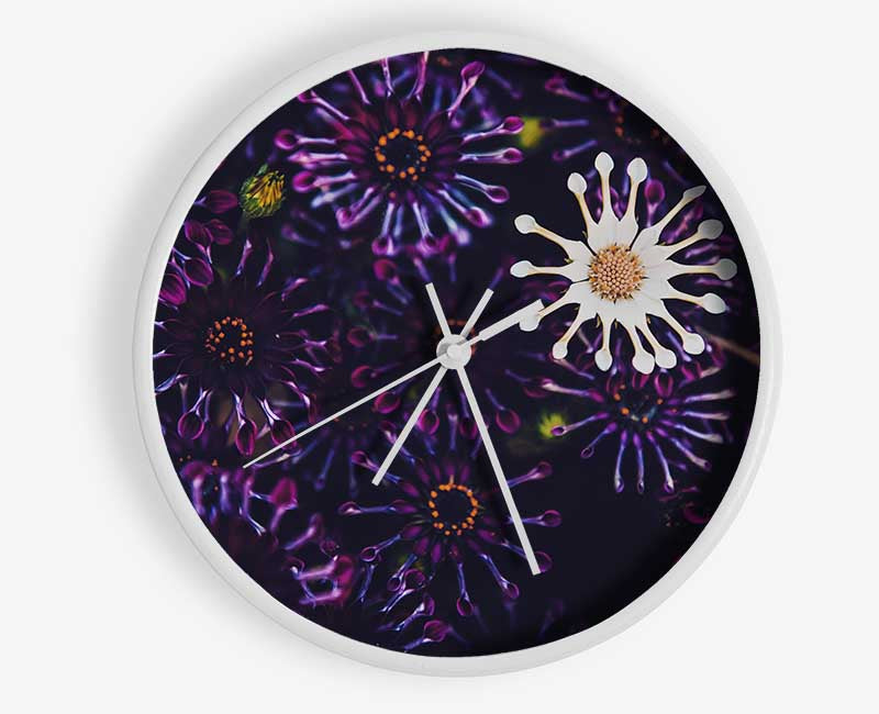 Star shaped flowers in a group Clock - Wallart-Direct UK