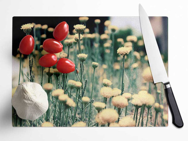 Poppy stalks Glass Chopping Board