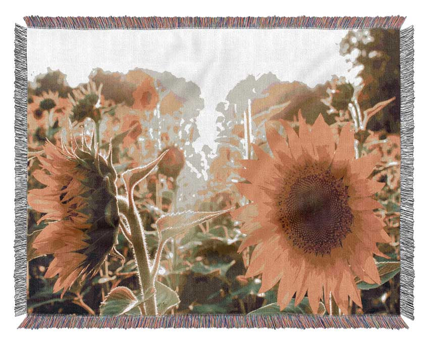 Sunflowers standing tall Woven Blanket