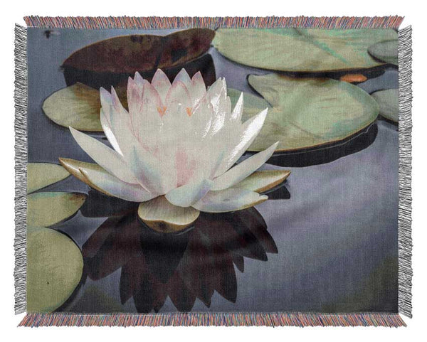 Pond plant floating on the lake Woven Blanket