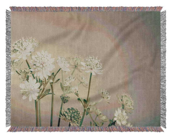 White flowes on the grey Woven Blanket