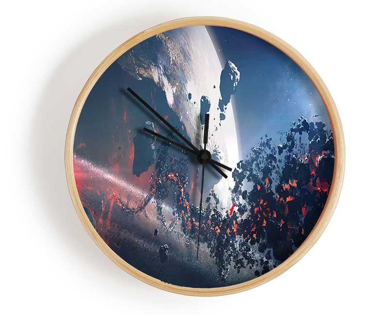 Smashed asteroid in space Clock - Wallart-Direct UK