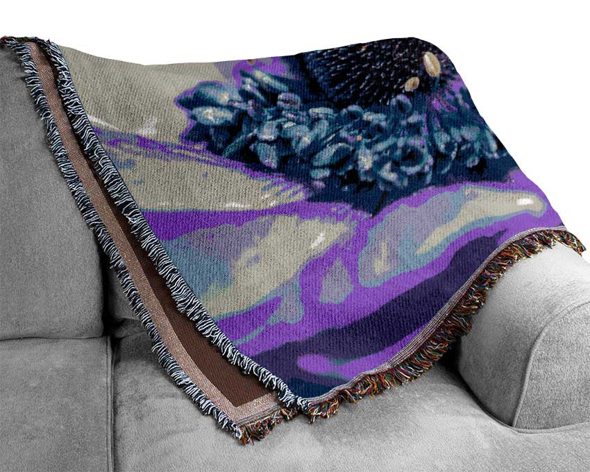 Purple flower inside detail Woven Blanket