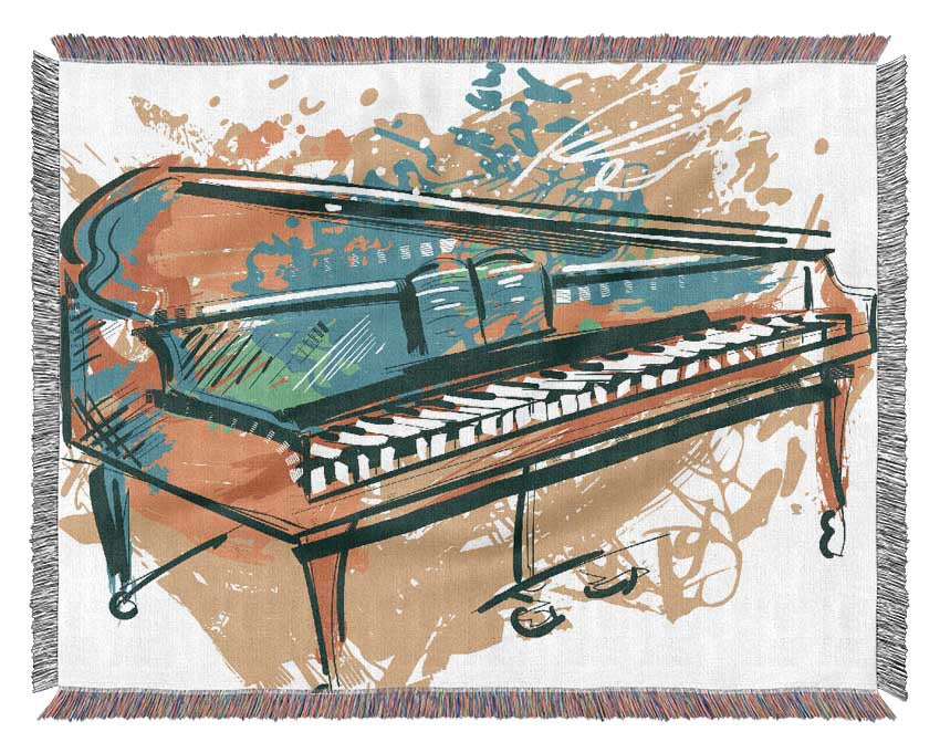 Grand piano in colour Woven Blanket