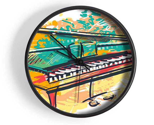 Grand piano in colour Clock - Wallart-Direct UK