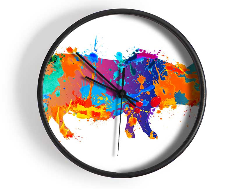 Colour splash Pig Clock - Wallart-Direct UK