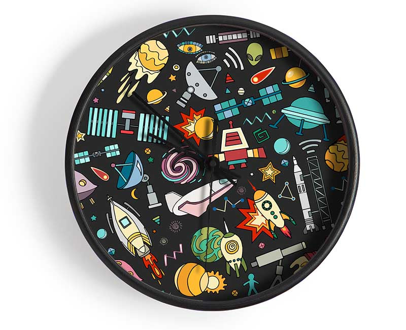 Spaceships and UFOS Clock - Wallart-Direct UK