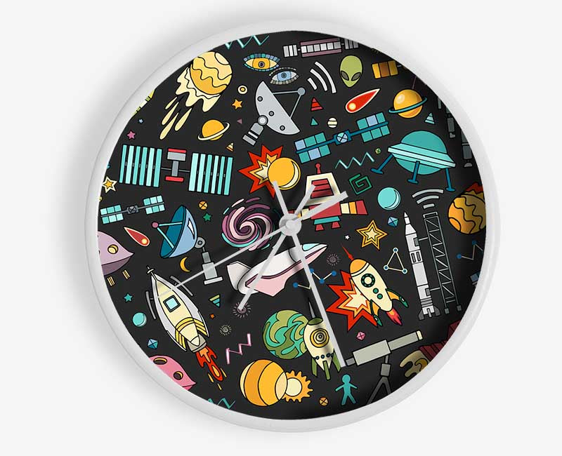 Spaceships and UFOS Clock - Wallart-Direct UK